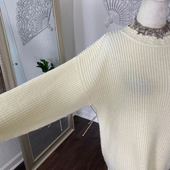 Chunky Vintage Cream White Knitted Knit Oversized Boxy Sweater M - Picture 4 of 7